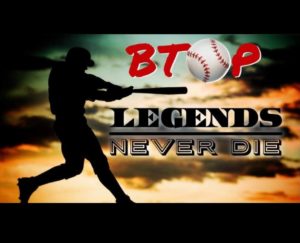 btop legends never die logo adult baseball player group